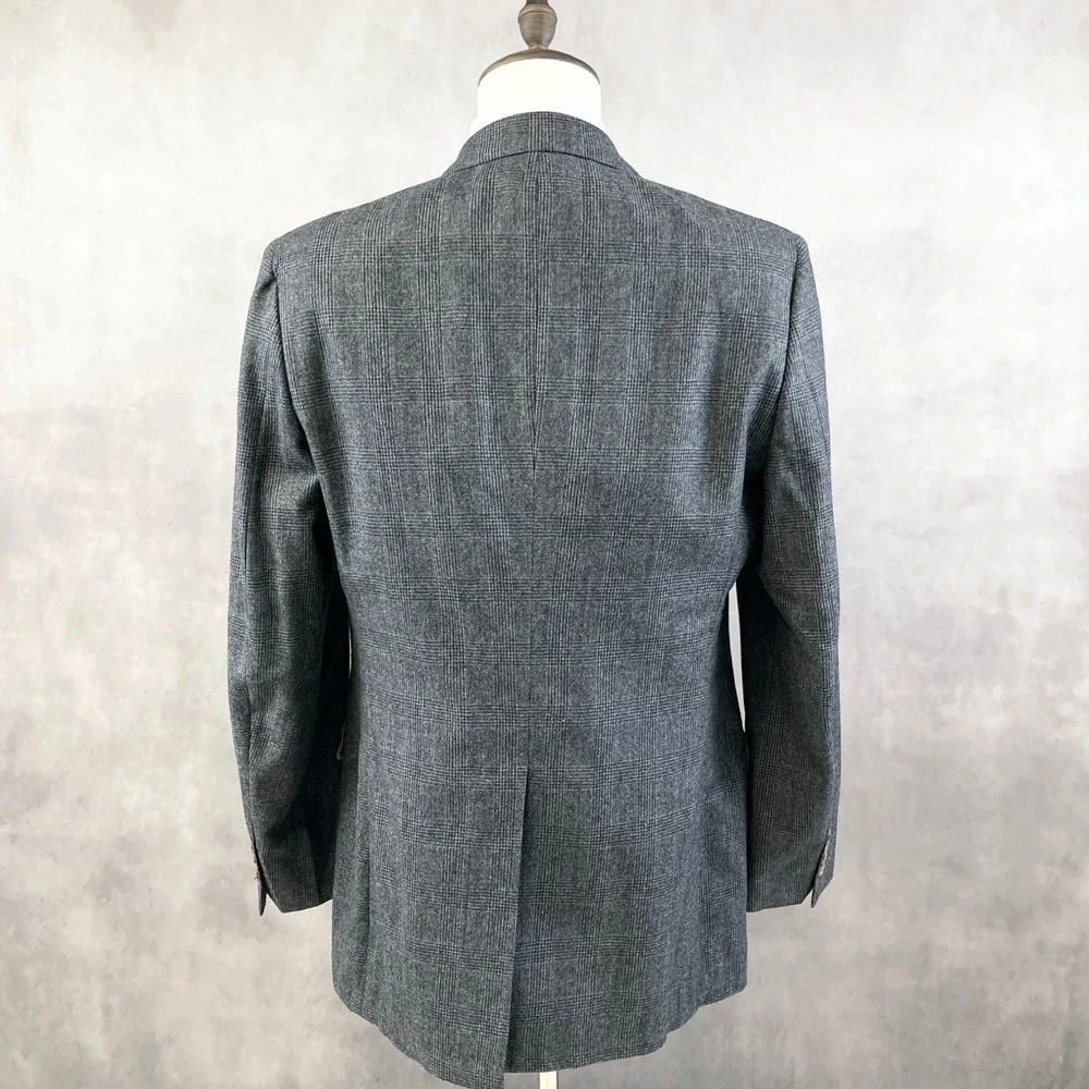 VTG Bill Blass Mens Blazer 42S Gray Glen Plaid Sport Coat Jacket Heritage Prep - Picture 4 of 12